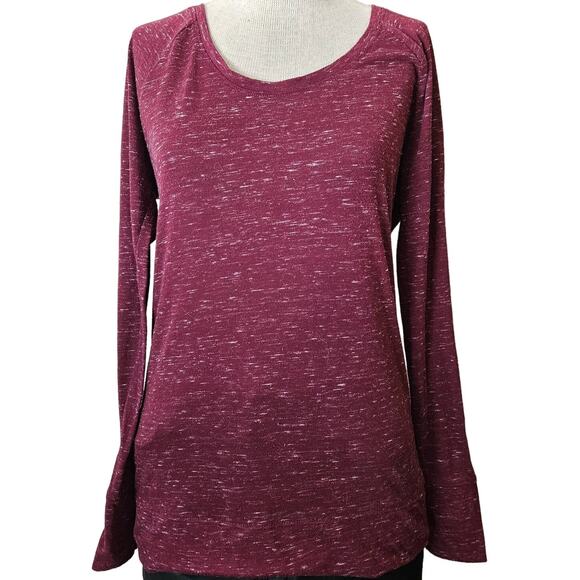 Burgundy Fitted Long Sleeve Top Size Medium - Picture 1 of 4